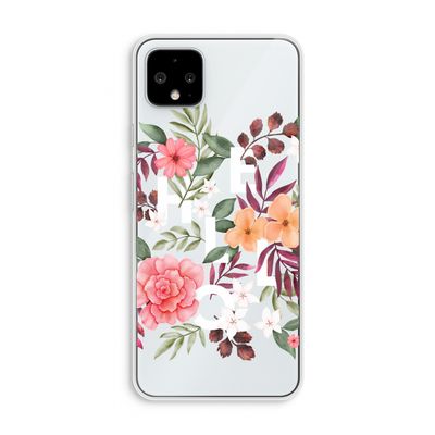 Hello in flowers: Pixel 4 XL Transparant Hoesje