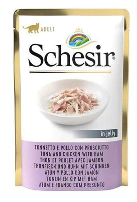 SCHESIR in jelly Tuna and chicken with ham - nat kattenvoer - 85 g