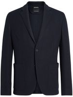 Zegna blazer en laine à simple boutonnage - Bleu