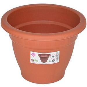 Plantenpot/bloempot - D16 cm - terra cotta kleur - rond - kunststof