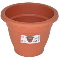 Plantenpot/bloempot - D16 cm - terra cotta kleur - rond - kunststof