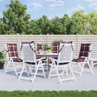 VidaXL Stoelkussens 6 st hoge rug ruitpatroon oxford stof rood