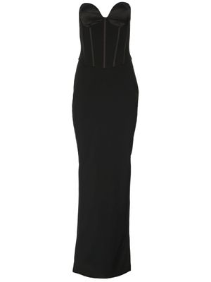 Retrofete robe longue Luna à design sans bretelles - Noir