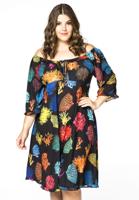 Yoek Dress wide neck CORAL | Zwart | Maat 42/44