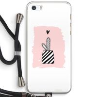 Zwart-wit cactus: iPhone 5 / 5S / SE Transparant Hoesje met koord