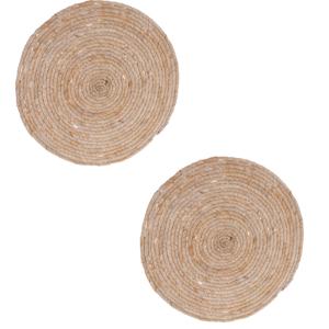 Excellent Houseware Placemats - 4x - rond - riet - gevlochten - rotan - 38 cm