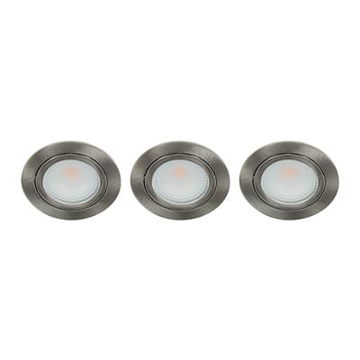 Set 3x Bella Ondiepe LED spot kantelbaar 5Watt rond NIKKEL IP65 dimbaar