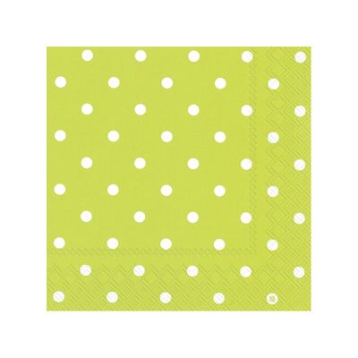 20x Polka Dot 3-laags servetten lime groen met witte stippen 33 x 33 cm
