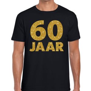 60 jaar gouden glitter tekst t-shirt zwart heren