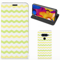 LG V40 Thinq Hoesje met Magneet Waves Yellow - thumbnail