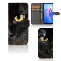 OPPO Reno8 | Telefoonhoesje | Met pasjeshouder | Zwarte Kat