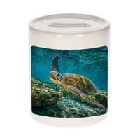 Dieren foto spaarpot zee schildpad 9 cm - schildpadden spaarpotten jongens en meisjes   -