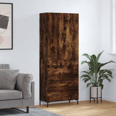 Hoge kast 69,5x34x180 cm bewerkt hout gerookt eikenkleurig
