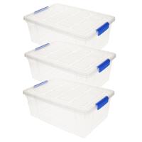 Plasticforte Opbergbox met deksel - 5x stuks - 9 liter - transparant - kunststof