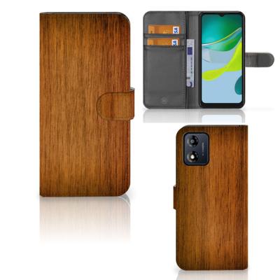 Motorola Moto E13 4G | Book Style Case | Donker Hout