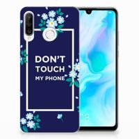 Huawei P30 Lite Silicone-hoesje Flowers Blue DTMP