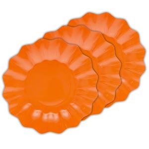 Feestbordjes met schulprand - 24x - oranje - rond - karton - 27cm