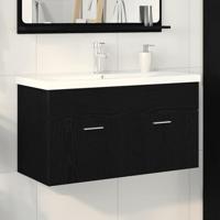 Wastafelkast Zwart Eiken 90 x 38.5 x 46 cm Bewerkt hout