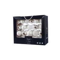 42x stuks glazen kerstballen wit/zilver 5-6-7 cm    -