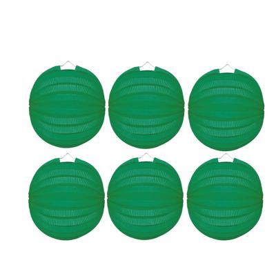 Party Lampion van papier - 6x - ronde vorm - groen - Dia 22 cm