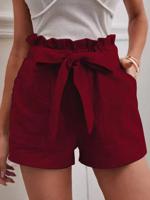 Casual Cotton And Linen Plain Regular Fit Shorts - thumbnail