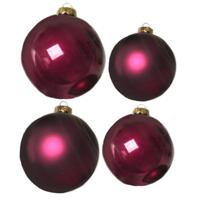Glazen kerstballen pakket framboos roze glans/mat 38x stuks 4 en 6 cm - Kerstbal - thumbnail