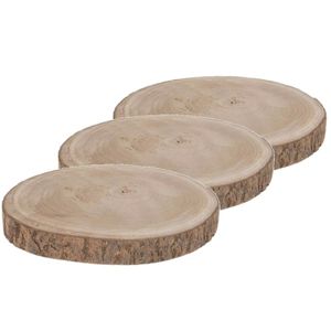 3x Woondecoratie Paulownia houten boomschijf 30 x 3 cm