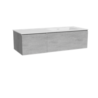 Storke Edge zwevend badmeubel 130 x 52 cm beton donkergrijs met Mata asymmetrisch rechtse wastafel in solid surface mat wit