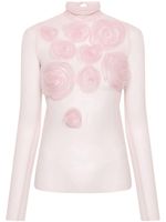 Viktor & Rolf rose-appliqué sheer long-sleeve top