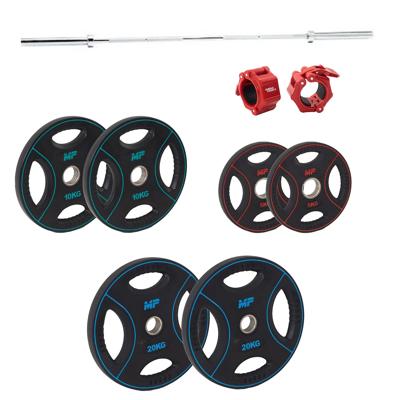 Muscle Power 50mm PU halterschijf set 90KG + halterstang + collar set