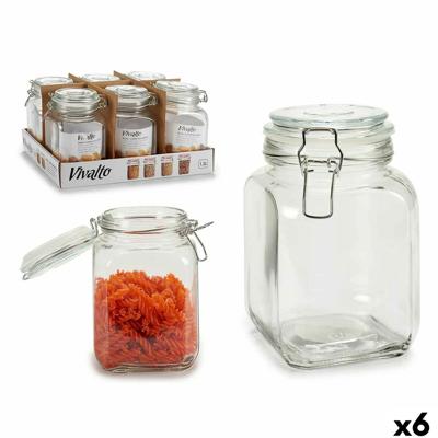 Glazen pot Vivalto CW-41200F/DH6 Transparant Zilverkleurig 1,2 L (6 Stuks)