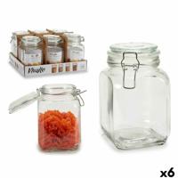 Glazen pot Vivalto CW-41200F/DH6 Transparant Zilverkleurig 1,2 L (6 Stuks)