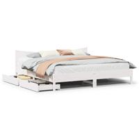 Bedframe met lades massief grenenhout wit 180x200 cm