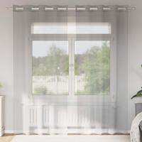 Gordijnen voile met doorvoertules 2 st 140x245 cm lichtgrijs
