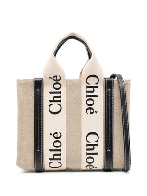 Chloé sac cabas Woody à bride logo - Tons neutres