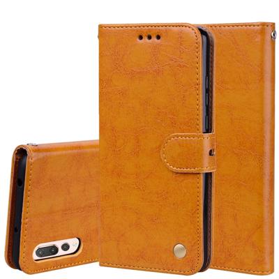 Voor Huawei P20 Pro Business stijl olie Wax textuur horizontale Flip lederen draagtas met houder & kaartsleuven & portemonnee (bruin)