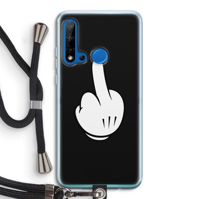 Middle finger black: Huawei P20 Lite (2019) Transparant Hoesje met koord