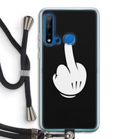 Middle finger black: Huawei P20 Lite (2019) Transparant Hoesje met koord