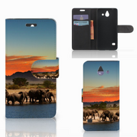 Huawei Ascend Y550 Telefoonhoesje met Pasjes Olifanten - thumbnail