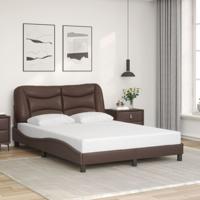 Bedframe met hoofdbord kunstleer bruin 120x200 cm