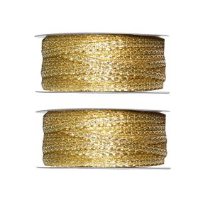 2x Hobby/decoratie metallic gouden sierlinten 3 mm x 25 meter