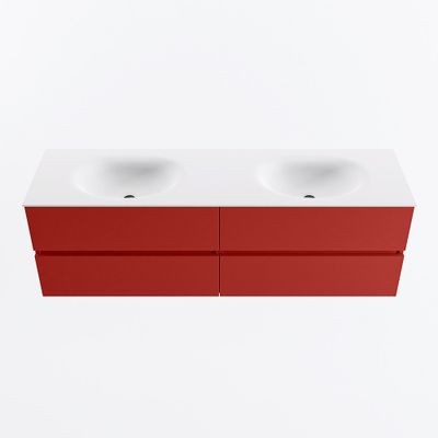MONDIAZ VICA 160cm badmeubel onderkast Fire 4 lades. Wastafel MOON dubbel 2 kraangaten, kleur Talc.