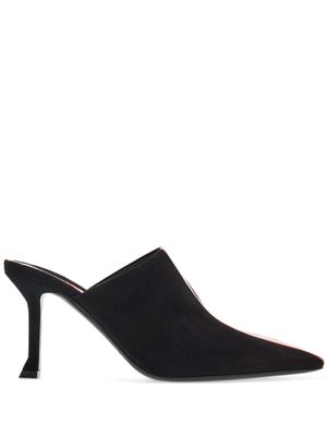 Ferragamo mules en daim à détail de rayures 85 mm - Noir