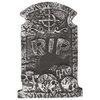 Horror kerkhof decoratie grafsteen RIP met schedels 38 x 27 cm - thumbnail