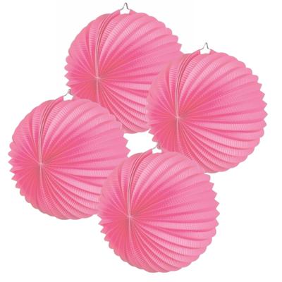 Lampion - 10x - roze - D22 cm - papier - voor buiten - lampionnen