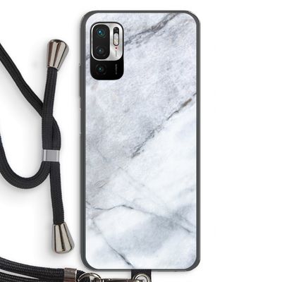 Witte marmer: Xiaomi Redmi Note 10 5G Transparant Hoesje met koord