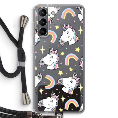 Rainbow Unicorn: Samsung Galaxy S21 Transparant Hoesje met koord