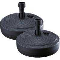 Prosperplast Parasolvoet rond - 2x - rotan - zwart - 10L - D39 cm - kunststof