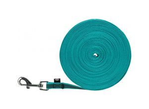 TRIXIE HONDENRIEM SLEEPLIJN MET RUBBER TURQUOISE 10 MTR X 1,5 CM