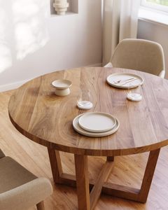 Kave Home Kave Home Nahla, Ronde tafel nahla van massief acaciahout met een natuurlijke afwerking Ø 120 cm (mtk0010)